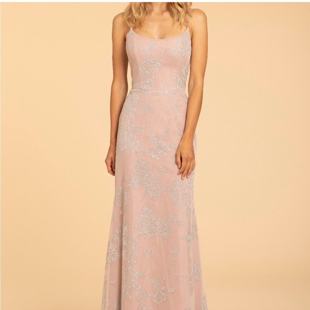 Hayley Paige Occasions Blush Lace Maxi Dress